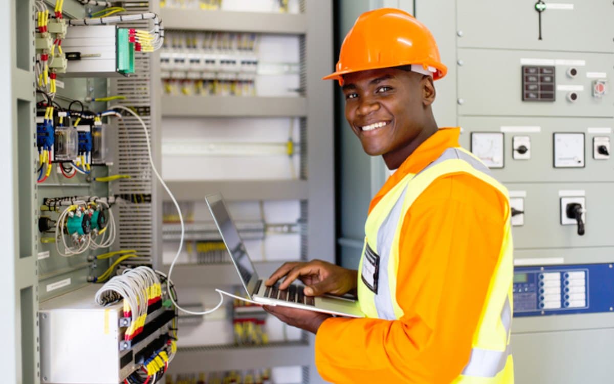 Electrician working on a residential electrical panel