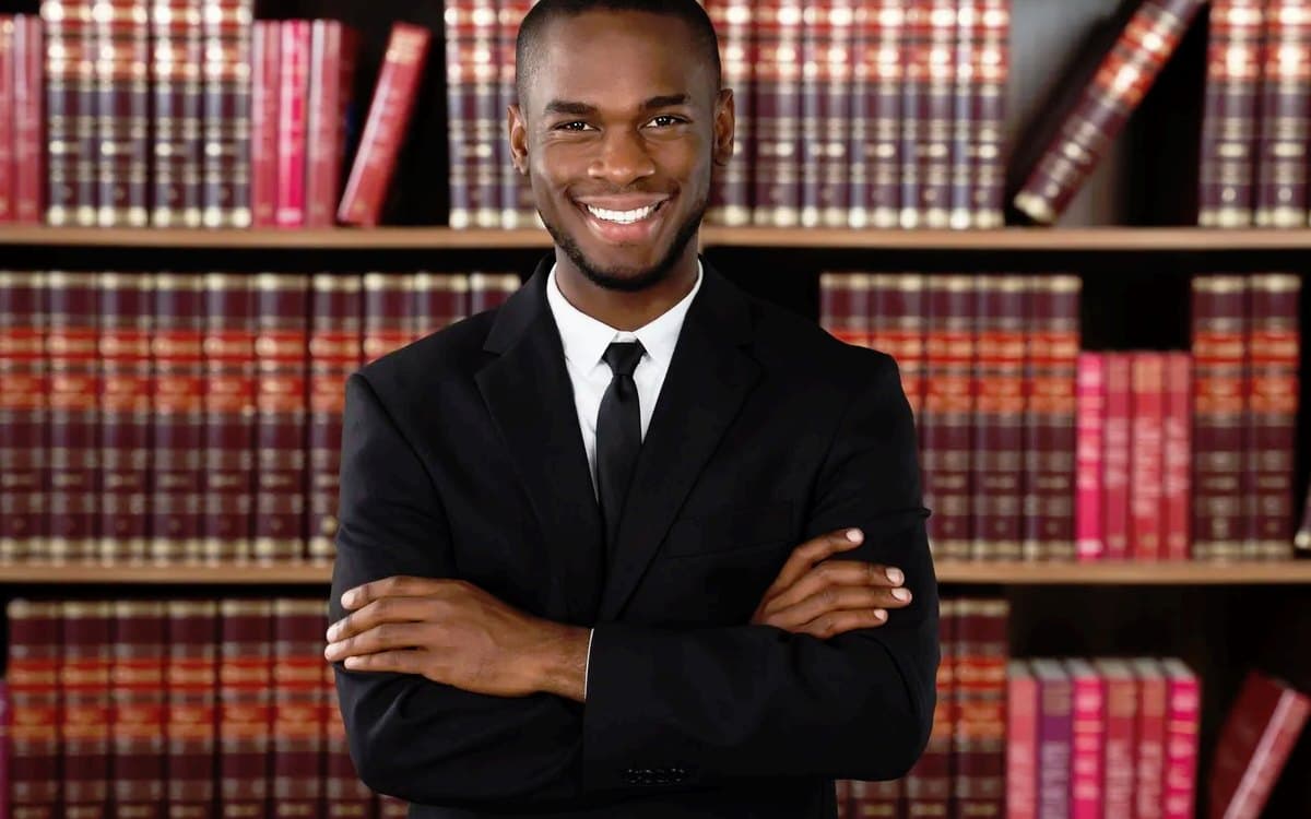 Lawyer reviewing case documents in an office